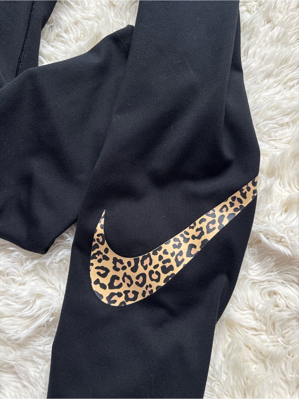 Nike Black Crewneck Sweatshirt with Leopard Swoosh and matching leggings - Picture 10 of 16